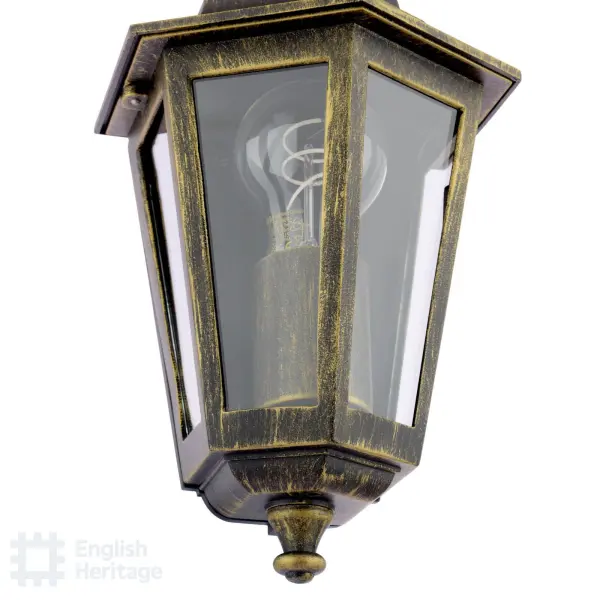 Audley End Flush Brushed Black & Gold Outdoor Wall Light
