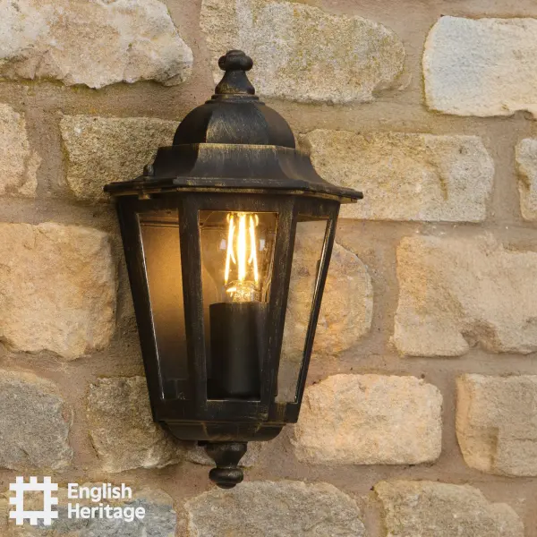 Audley End Flush Brushed Black & Gold Outdoor Wall Light