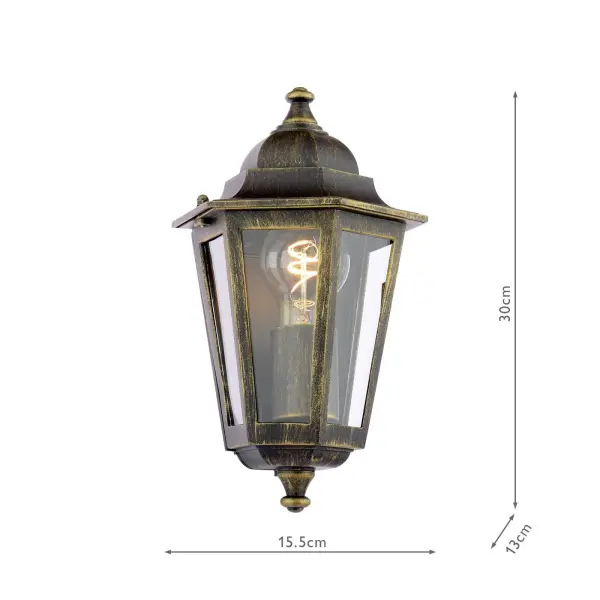 Audley End Flush Brushed Black & Gold Outdoor Wall Light
