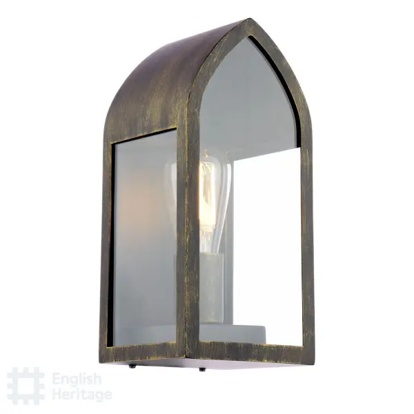 Audley End Curved Outdoor Wall Light in Brushed Black & Gold