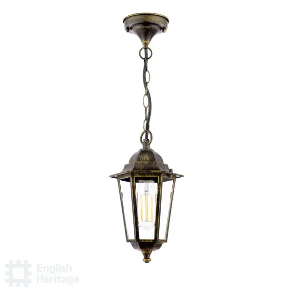 Audley End Outdoor Pendant in Brushed Black & Gold Finish