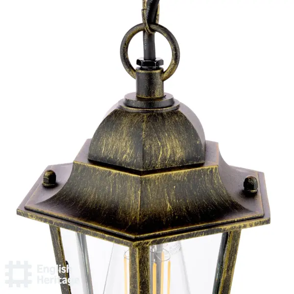 Audley End Outdoor Pendant in Brushed Black & Gold Finish