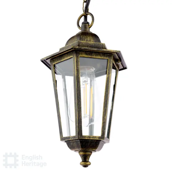 Audley End Outdoor Pendant in Brushed Black & Gold Finish