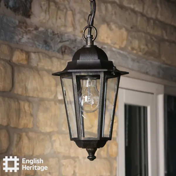 Audley End Outdoor Pendant in Brushed Black & Gold Finish