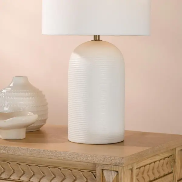 Bayonne White Ceramic Table Lamp C/W Shade