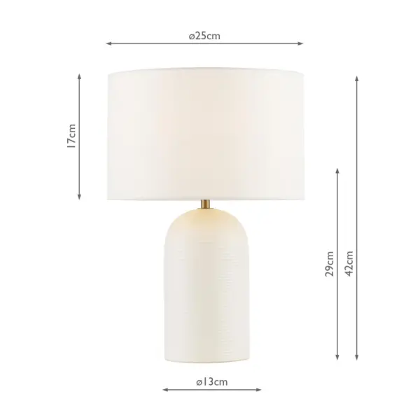 Bayonne White Ceramic Table Lamp C/W Shade