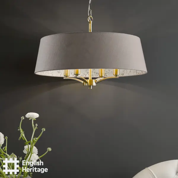 Birch Antique Brass & Taupe Pendant