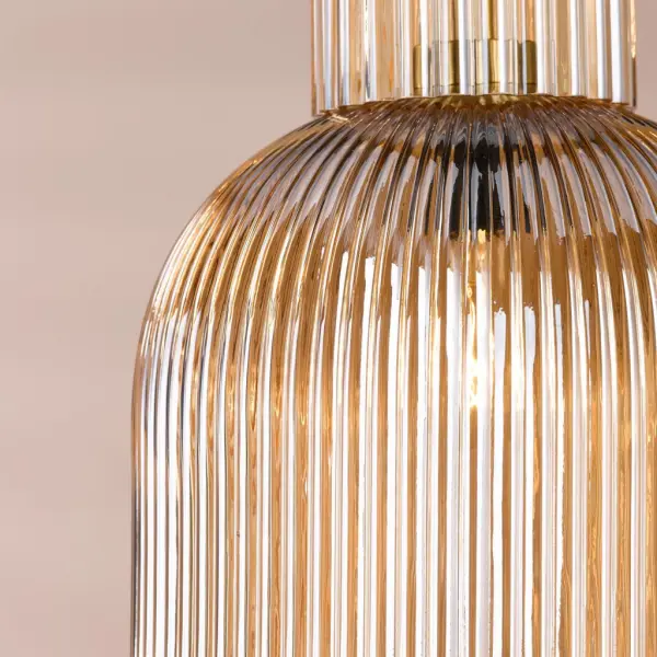 Bixby Brushed Bronze & Ribbed Glass Pendant
