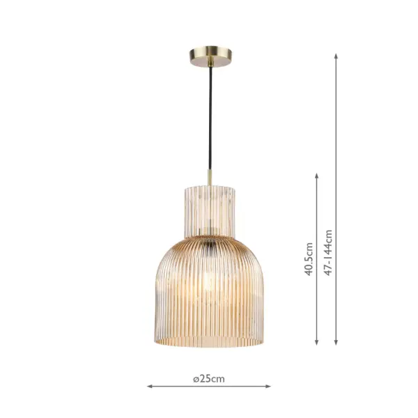 Bixby Brushed Bronze & Ribbed Glass Pendant