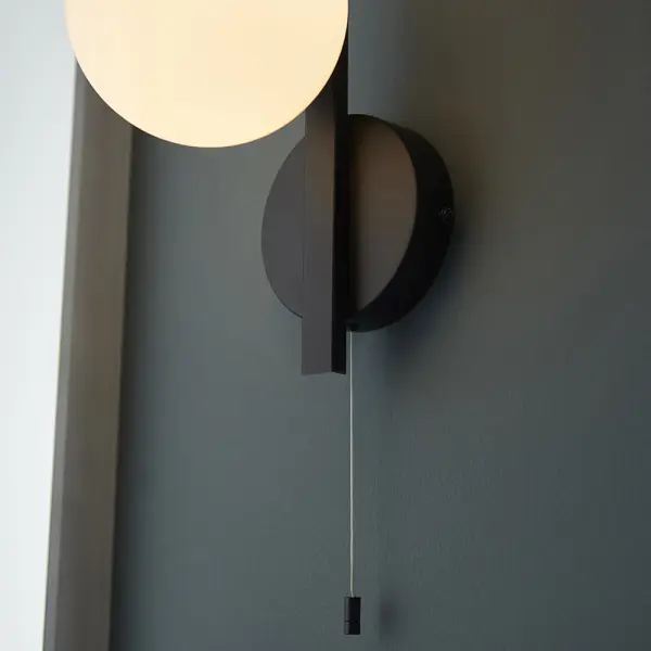 Spa Black Wall Light with Opal Shade