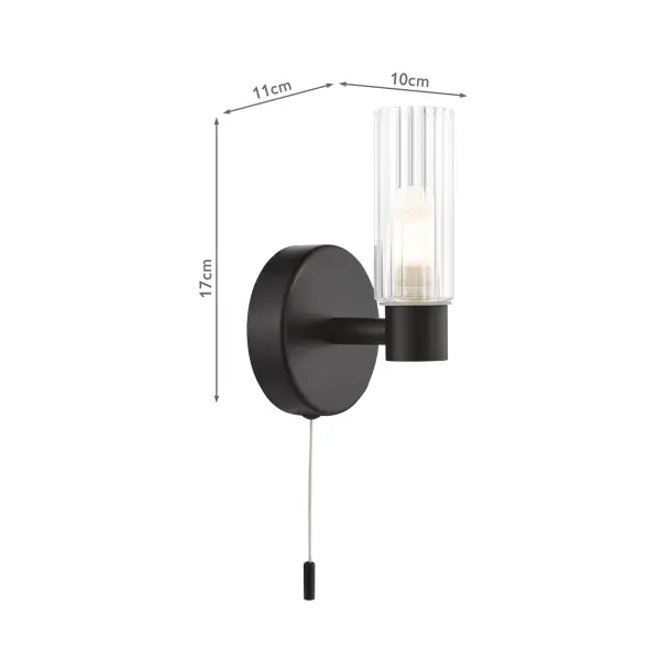 Bolton Single Black Wall Light IP44