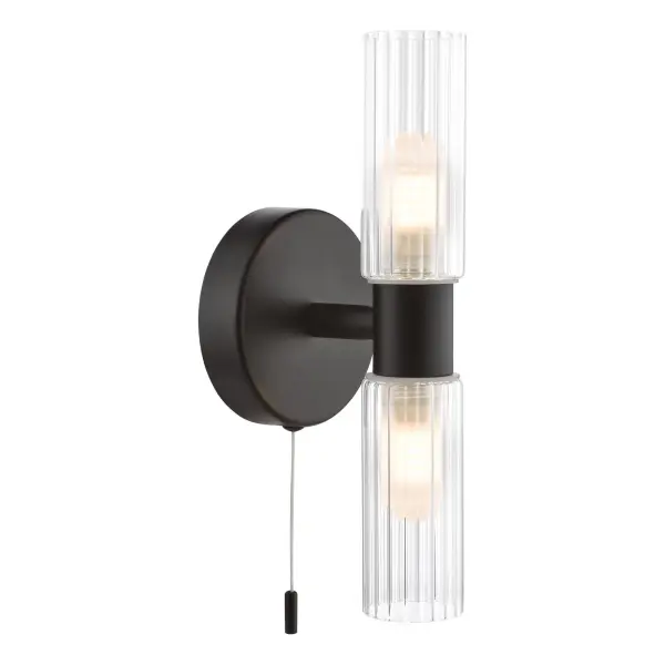 Bolton Double Black Wall Light IP44