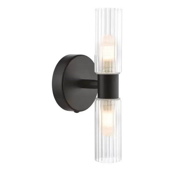 Bolton Double Black Wall Light IP44