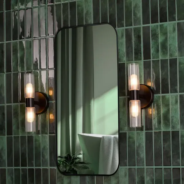 Bolton Double Black Wall Light IP44
