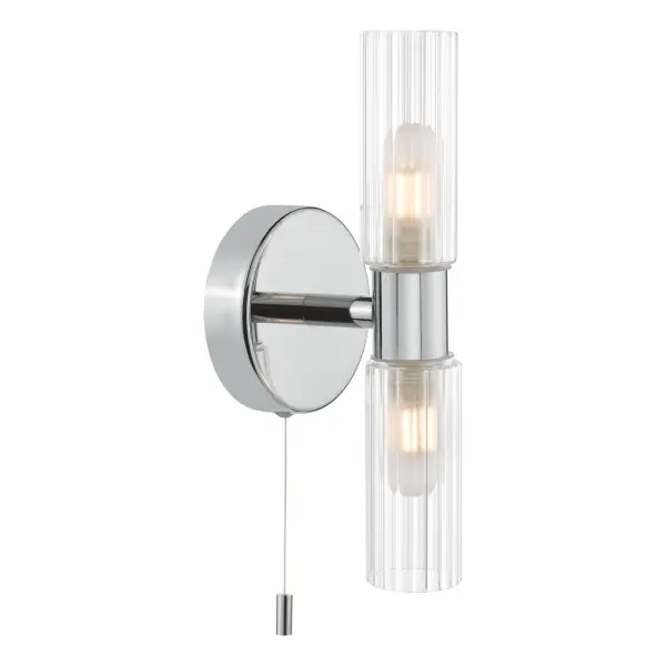 Bolton Double Polished Chrome Wall Light IP44