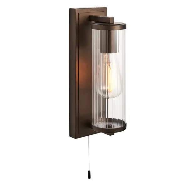 Taylor Dark Bronze Wall Light with Ribbed Glass