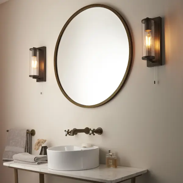 Taylor Dark Bronze Wall Light with Ribbed Glass