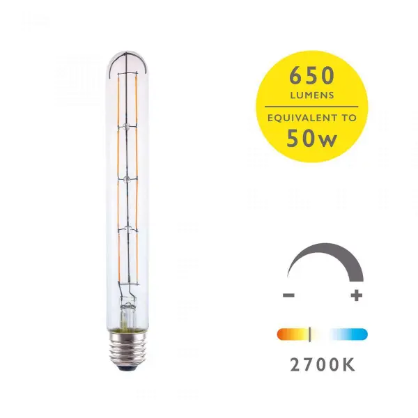 Clear E27 6W LED Dimmable Tube Lamp