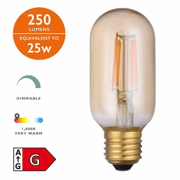 4W E27 Vintage Lamp in Amber Glass 1800K