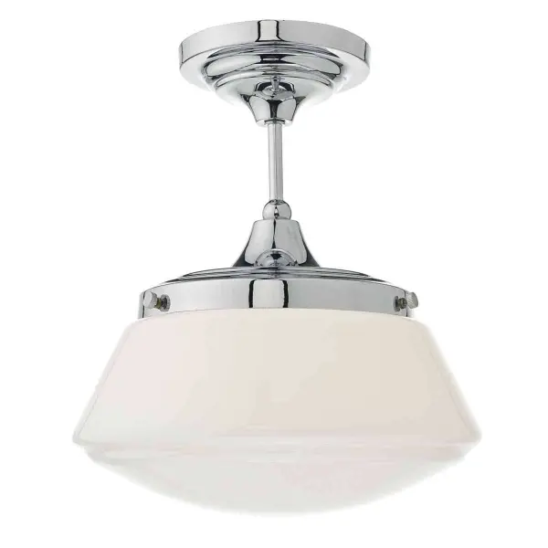 Caden Semi Flush Polished Chrome & Opal Glass IP44