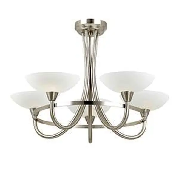 Cagney 5 Light Satin Chrome Semi Flush