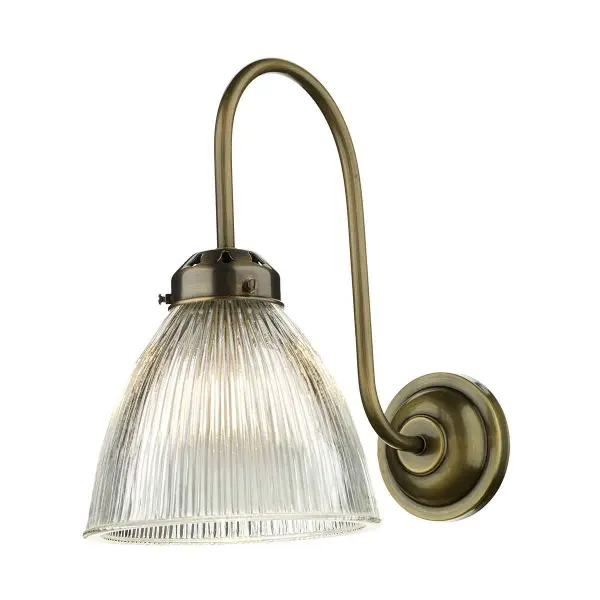 Cambridge Ribbed Glass Wall Light Antique Brass