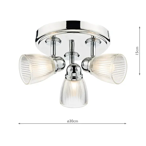 Cedric 3 Light Round Plate Spot Polished Chrome IP44