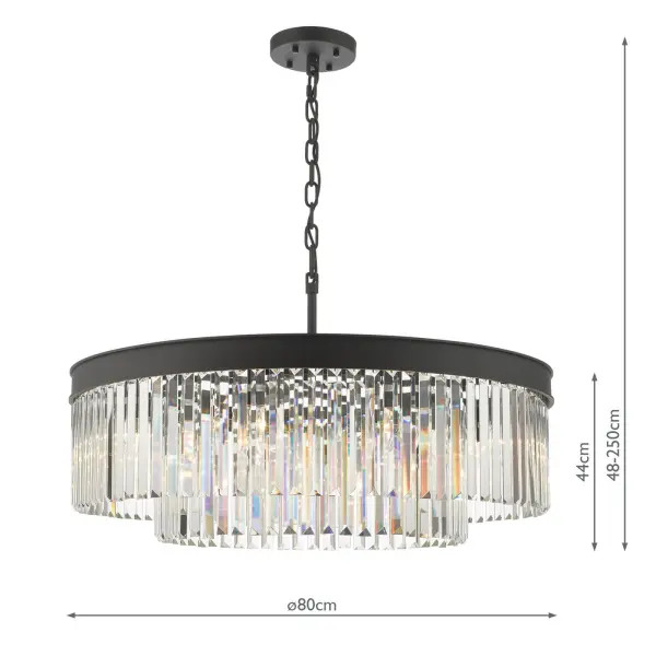 Celeus 8 Light Anthracite & Crystal Chandelier