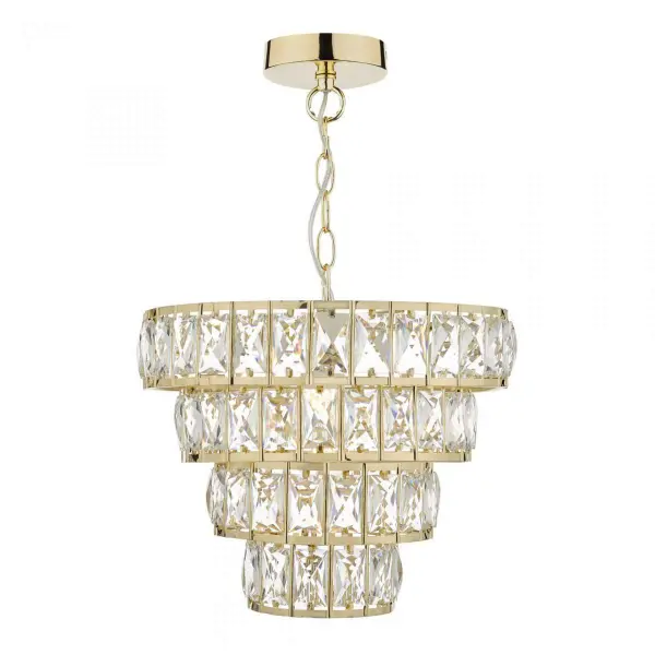 Cerys 1 Light 4 Tier Pendant Crystal & Gold