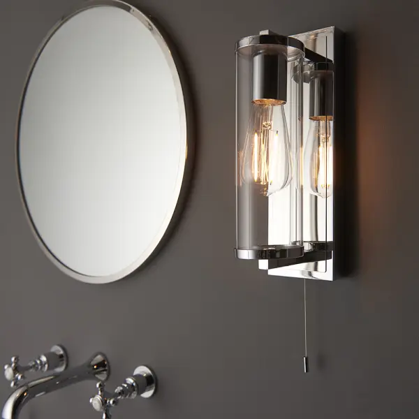 Taylor Chrome Wall Light with Clear Glass