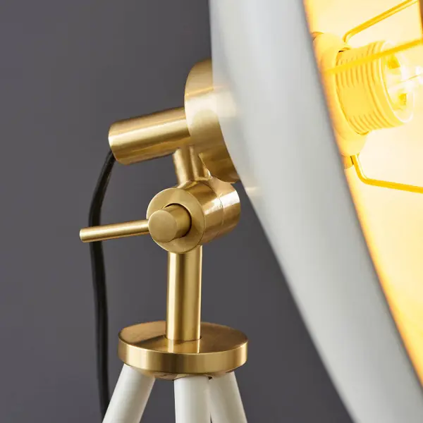Modern Warm White & Brass Tripod Floor Lamp