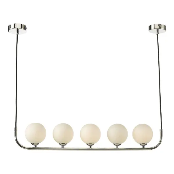 Cradle 5 Light Bar Pendant in Polished Chrome & Opal Glass