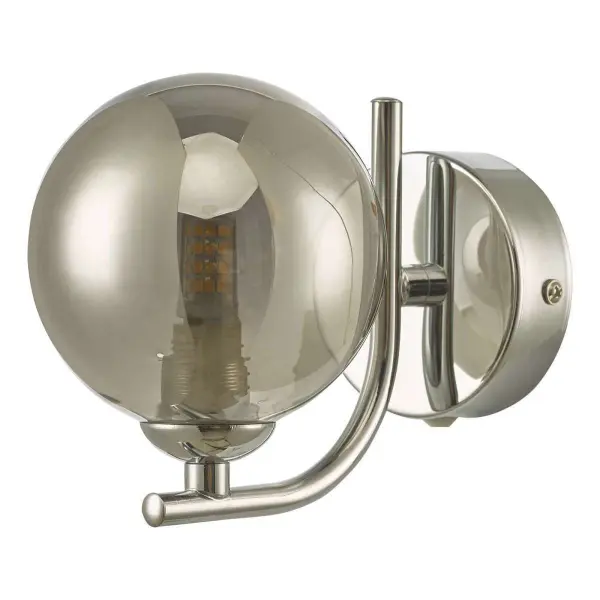 Cradle Polished Chrome Wall Light with Smoked Glass