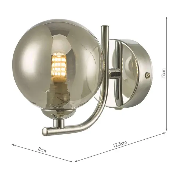 Cradle Polished Chrome Wall Light with Smoked Glass
