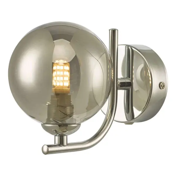 Cradle Polished Chrome Wall Light with Smoked Glass