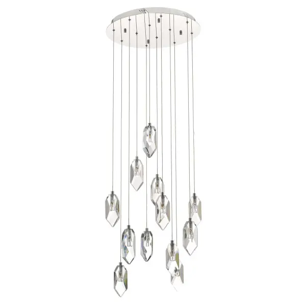 Crystal 12 Light Cluster Pendant in Polished Chrome