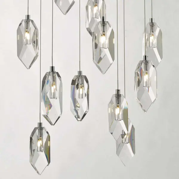 Crystal 12 Light Cluster Pendant in Polished Chrome