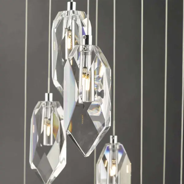Crystal 12 Light Cluster Pendant in Polished Chrome
