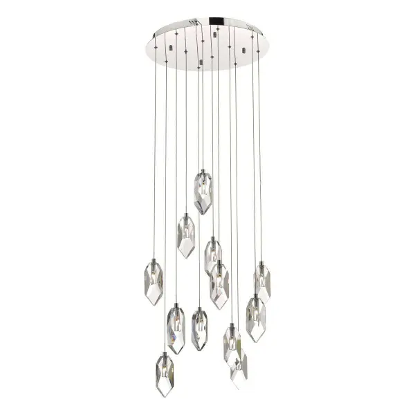 Crystal 12 Light Cluster Pendant in Polished Chrome