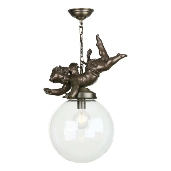 Cupid Pendant Bronze with Clear Glass