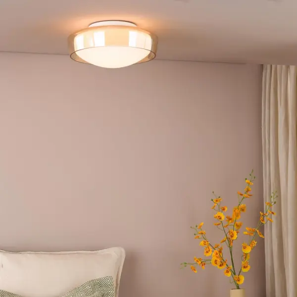Dagon 3 Light Amber Glass Flush Fitting IP44
