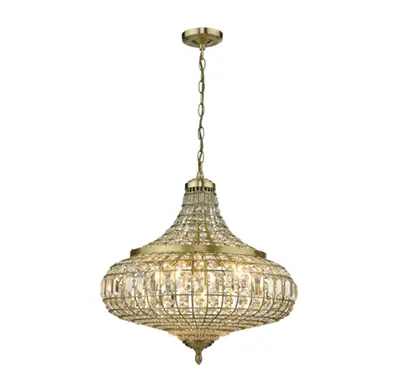 Asmara 6 Light Pendant Antique Brass Crystal