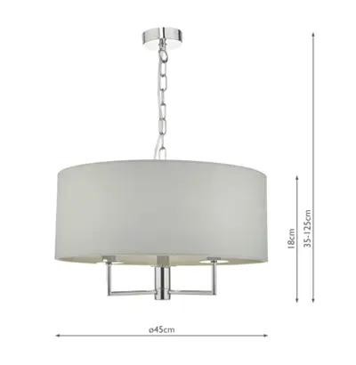 Jamelia 3 Light Pendant Polished Chrome & Grey