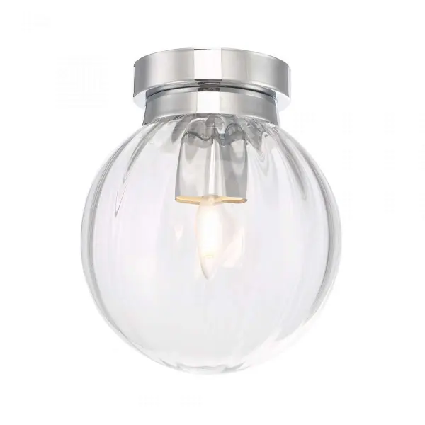 Kavi Polished Chrome & Glass Flush Light IP44