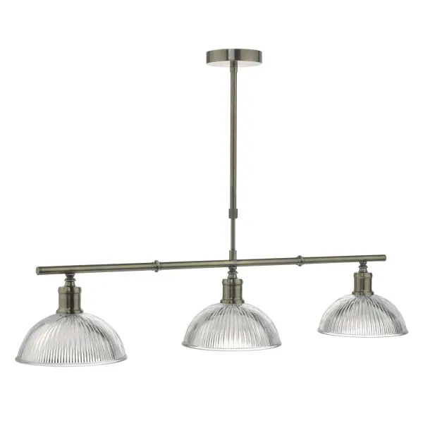 Dara 3 Light Bar Pendant in Antique Brass