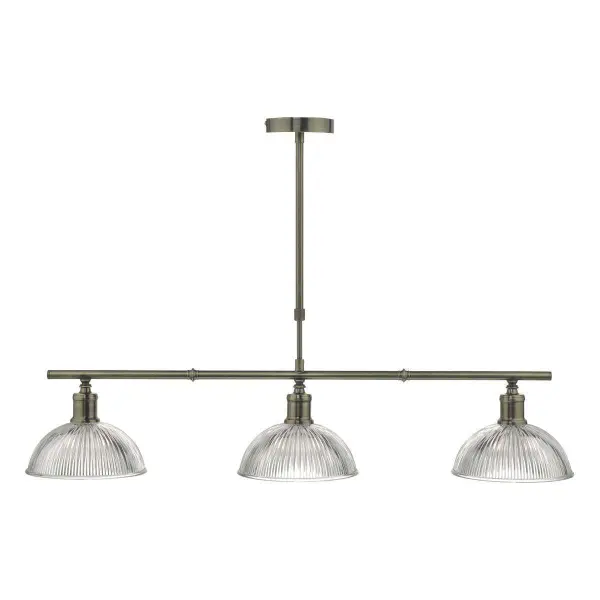Dara 3 Light Bar Pendant in Antique Brass