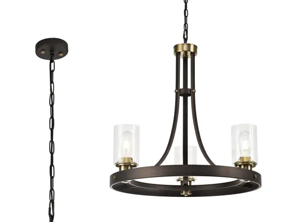 Derryclare 3 Light Brown & Bronze Pendant