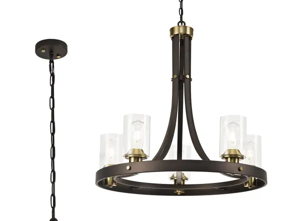 Derryclare 5 Light Brown & Bronze Pendant