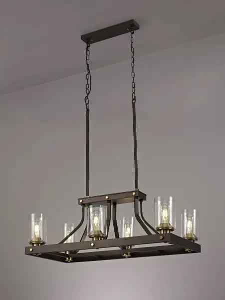 Derryclare 6 Light Linear Bronze & Gold Pendant