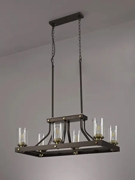 Derryclare 6 Light Linear Bronze & Gold Pendant